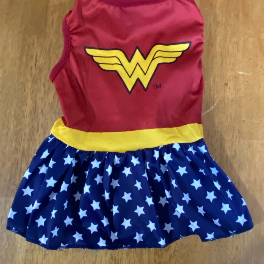 Wonder Woman Dog Costume -‎ Red, Yellow, and Blue